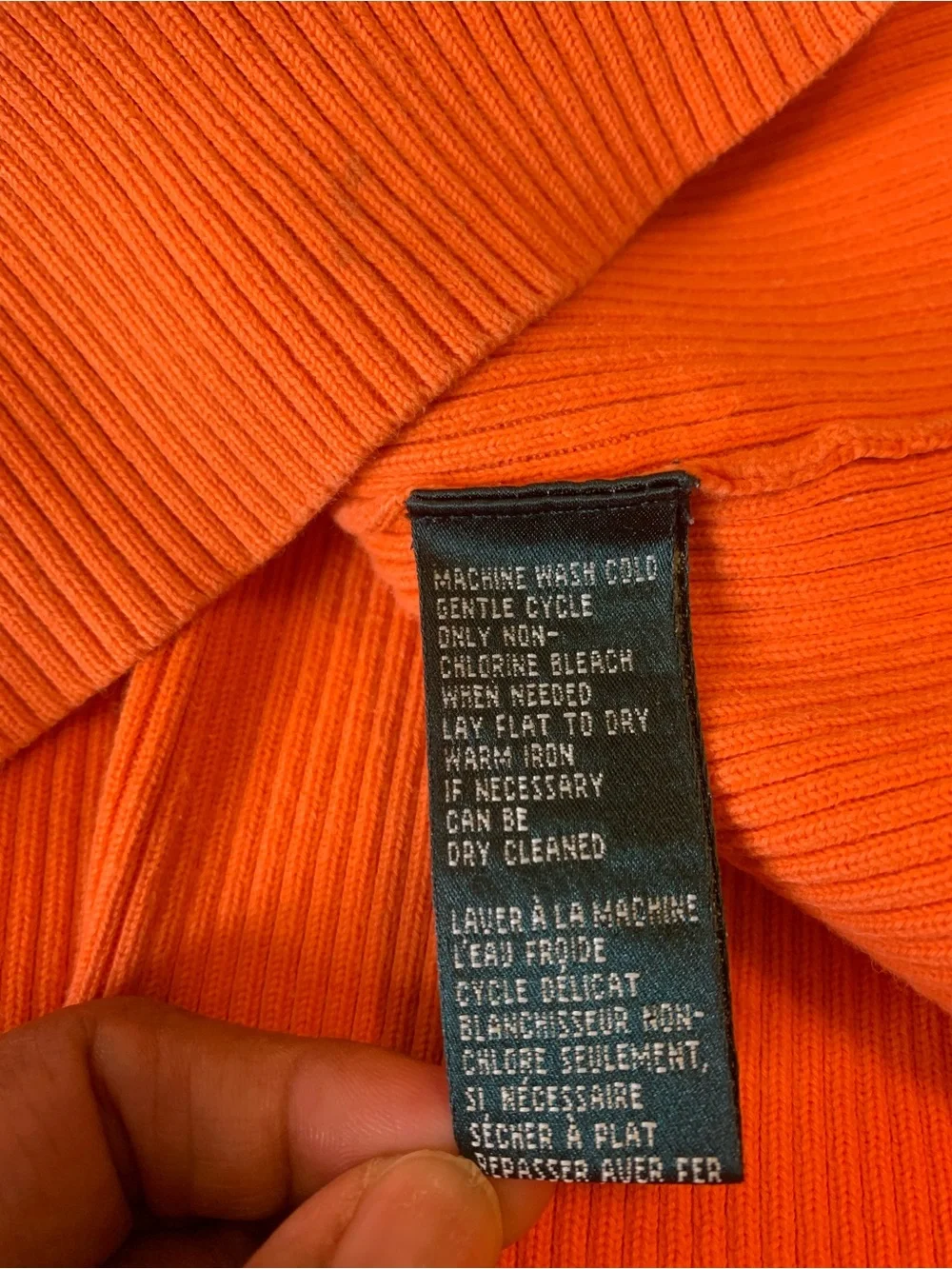 Lauren Ralph Lauren Orange Ribbed V-Neck Shirt